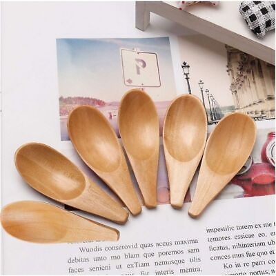 #ad 6pcs 2.76*0.98 Inch Mini Wooden Spoons Natural Color Condiment Scoop Bar