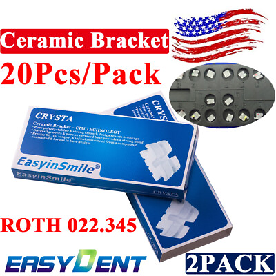 #ad 40Pc Dental Orthodontic Ceramic MINI White Brackets ROTH 022.345 amp;Hooks EASYINSM