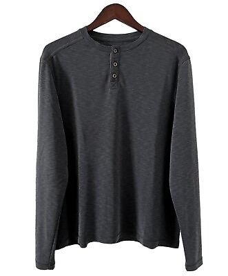 #ad Sable Stone Henley Shirt Long Sleeve Men’s Large Soft Modal Blend Gray