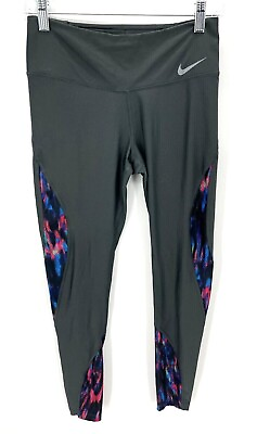 #ad Nike Leggings Womens Small Black Multicolor Inserts Activewear Athletic