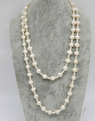 #ad Pretty Design Ornate real white South Sea Pearl Necklace 48 quot; 14k Gold