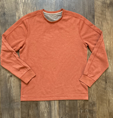 #ad banana republic mens waffle knit orange sweater Size Large Long Sleeve