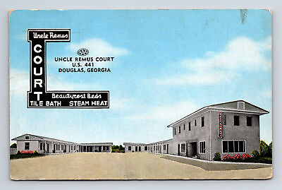 #ad c1953 Uncle Remus Court Motel US 441 Douglas Georgia GA Postcard