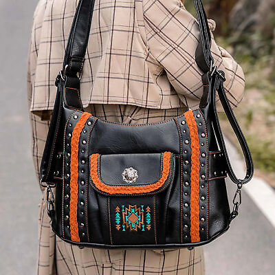 Celela Concealed Carry Concho Studs Women Hobo Crossbody Shoulder Bag Handbag JI