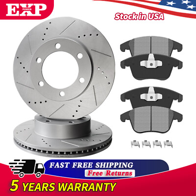 #ad Front Drilled Rotors Brake Pads for Buick Enclave Chevy Traverse GMC Acadia
