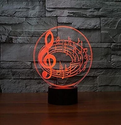 #ad 3D LED Night Light Musical Notes led Acrylic Touch Table Desk Lamp KID Gift USB
