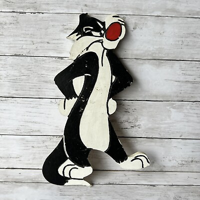 #ad Looney Tunes SYLVESTER THE CAT Shaped Wooden Wall Art Display Painted Piece