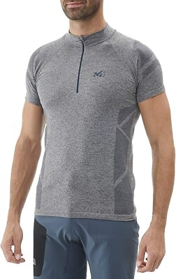 #ad Millet Men#x27;s Seamless Light T Shirt Tee Zip Pullover Performance Top Sz Medium