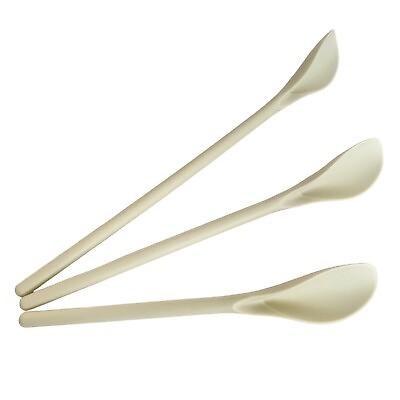 #ad Kitchen Scoop White Hard Plastic Graduated Length Spoon Set of 3