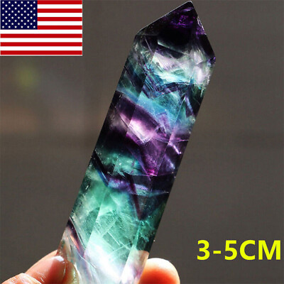 #ad 100% Point Healing Hexagonal Crystal Stone Natural Fluorite Quartz Wand US