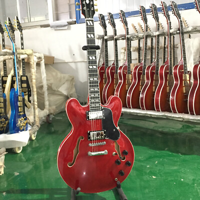 #ad Custom Semi Hollow 335 Red 6 Strings Electric Guitar Mahogany Neck HH Pickups