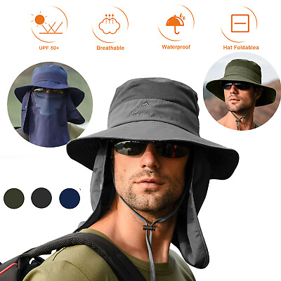 Wide Brim Sun Hat UV Protection Bucket Cap for Hiking Camping Fishing Safari Men