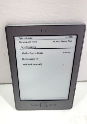 #ad AMAZON KINDLE d01100 6.5”h X 4.5”w Reading Tablet