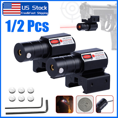 #ad 1 2 Pack Tactical Red Laser Beam Dot Sight Scope For 20mm Rail Pistol Weaver Gun