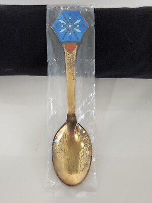 #ad A Michelsen Sterling Silver Enamel Gilt 1976 Christmas Spoon Snow Crystal