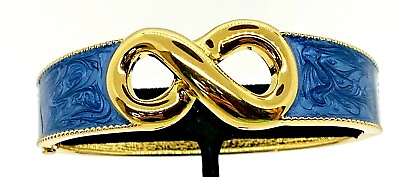 #ad HSN Roberto by RFM Capri Girl Infinity Design Blue Enamel Hinged Bracelet