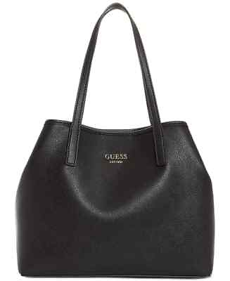 #ad GUESS Vikky Black Leather Large Tote