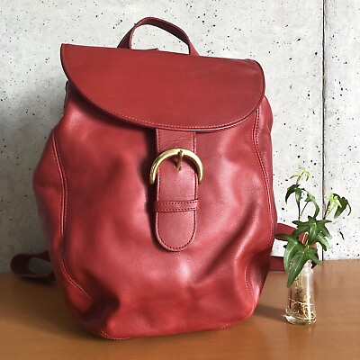 #ad Coach Vintage 4134 Genuine Red Leather Backpack Daypack