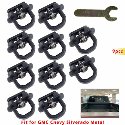 #ad 9Pcs Tie Down Anchor Truck Bed Side Wall Anchors For GMC Chevy Silverado Metal