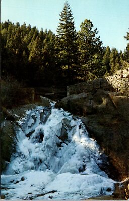 #ad Helen Hunt Falls in Winter Colorado Springs Colorado Vintage Postcard Unused E1