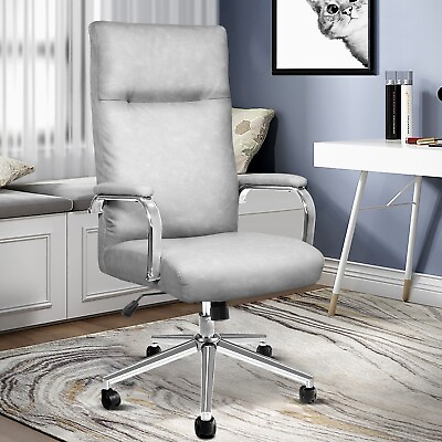 #ad Executive Leather Office Chair Desk Task Computer Chair with Back Support Gray