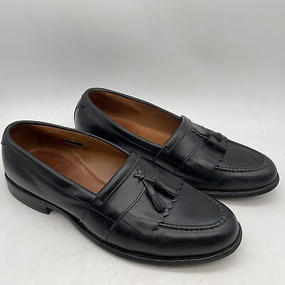#ad Allen Edmonds Newport 1409 Black Leather Tassel Moc Toe Mens Loafers 11 B