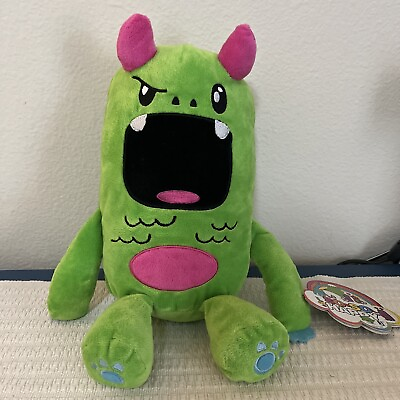 #ad So So Happy TRIBE Sitting Plush Green Monster Pink Horns Hug It Out Plush