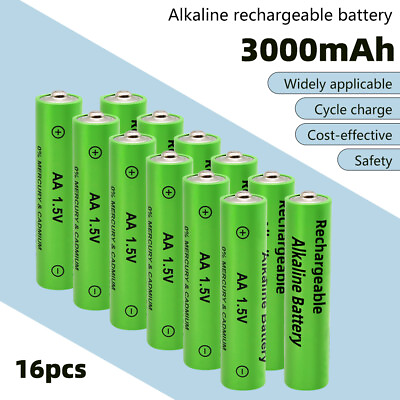 #ad 16Pcs 1.5V 9800mAh AA AAA Rechargeable Batteries LED Light Battery Alkaline US