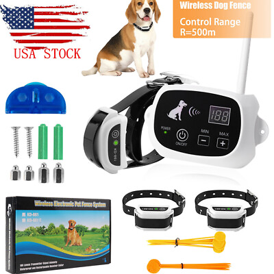 #ad US Dog Fence Wireless amp; Training Collar Outdoor Electric Wireless Fence 1 3 Pets