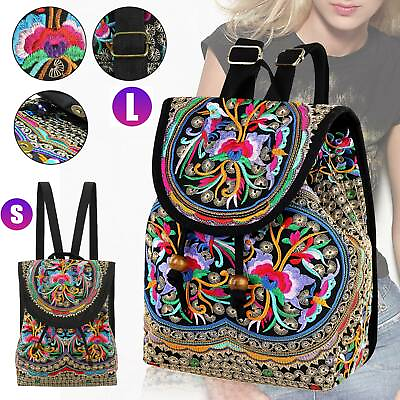 #ad Handmade Vintage Style Bag Embroidery Backpack Women#x27;s Handbag Travel Shoulder