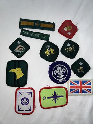 #ad Lot Of 12 British Scottish Boy Scout Patches Merit Proficiency 10th Perthshire