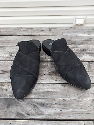#ad Eileen Fisher Mule Slides women#x27;s size 9 black suede slip on minimalist
