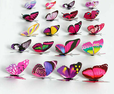 #ad 36pcs Colorful 3D Artificial Butterflies Home Wedding Decoration with Magnet 7CM