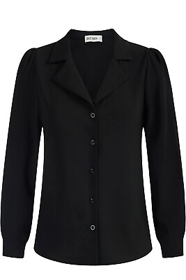 #ad NWT GRACE KARIN Womens Button Down Shirt Long Sleeve Dress Work Blouse Black XL