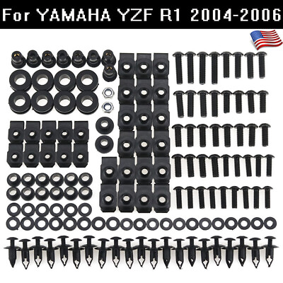 #ad US For Yamaha YZF R1 2004 2005 Stainless Fairing Bolts Screws Kit Black