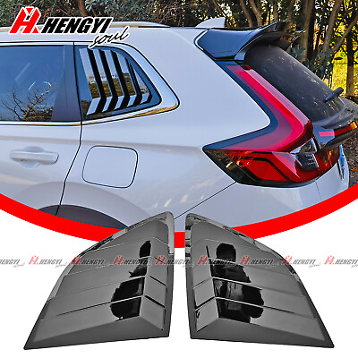#ad For 2023 2024 Honda CR V CRV Glossy Black Rear Window Shutter Louvers Cover Trim