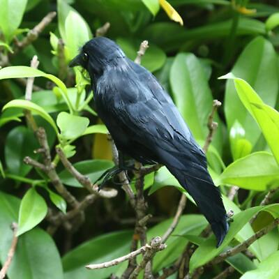 #ad Artificial Realistic Woodland Black Crows Birds Garden Halloween Decor 2022 J9P8