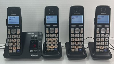 #ad Panasonic Cordless Bluetooth Phone System KX TGE260 w 4 Handsets Tested