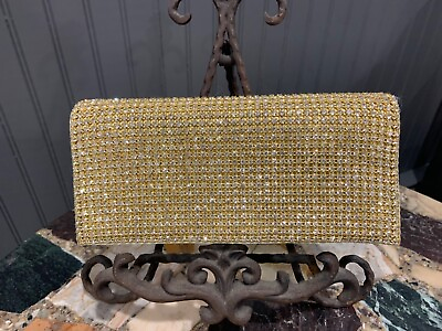 #ad Rhinstone Gold Clutch Handbag