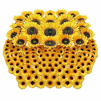 #ad 122pcs Artificial Sunflower Heads 5.1#x27;#x27; 3.5#x27;#x27; 1.5#x27;#x27; Yellow Sunflower Artifici...