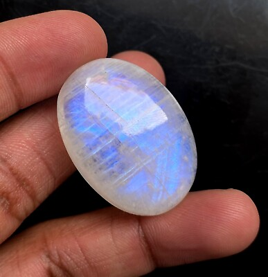 #ad Natural Blue Fire Moonstone Oval Cabochon 26x35mm Hand Polished Loose Stone CC5