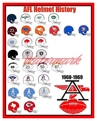 #ad AFL 1960 69 Helmet History Color 8 X 10 Photo Picture