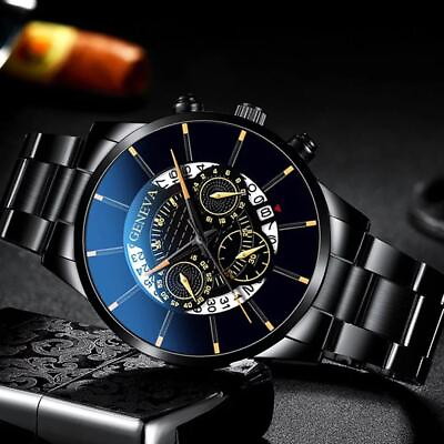 #ad Mens Watch Automatic Mechanical Steel Case Self winding Gifts BEST
