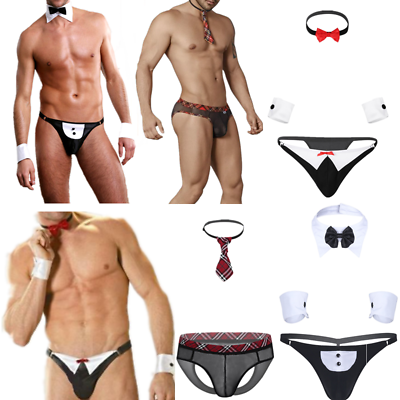 #ad Mens Sexy Tuxedo Briefs Underwear Lingerie Bow Tie Thongs G string Club Costume