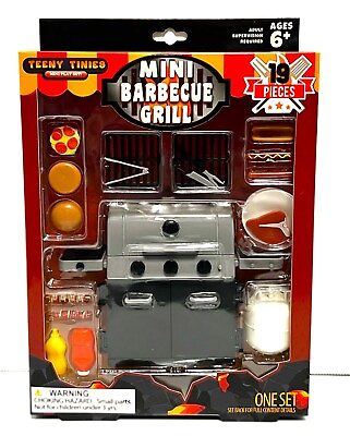 #ad Teeny Tinies MINI BARBECUE GRILL Accessory Pack BBQ Play Set 1:12 Scale NIB NEW