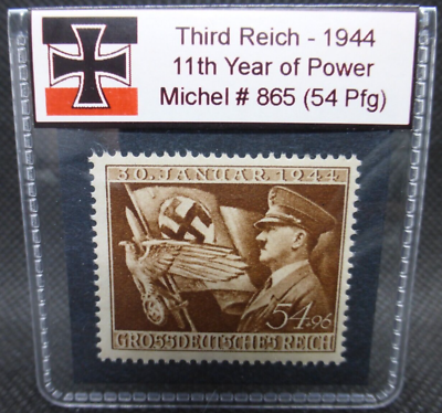 #ad Nazi Germany WW2 1944 Stamp 11th Year of Power Third Reich Reichspfennig Rare