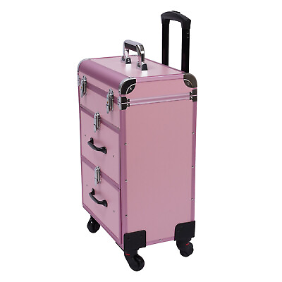 #ad Rolling Makeup Train Case Cosmetic Professional Trolley Makeup Storage Organizer