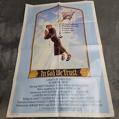#ad IN GOD WE TRUST 1980 Original Folded 27x41 One Sheet Movie Poster ANDY KAUFMAN