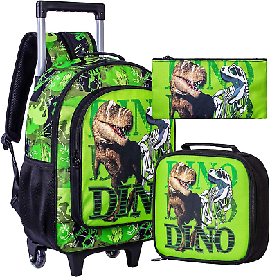 #ad Rolling Backpack for Girls and BoysKids Unicorn Dinosaur Bookbag with Roller Wh