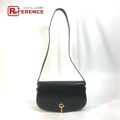 #ad Gucci Old Horsebit Crossbody Pochette Shoulder Bag Leather Women#x27;S Black Used
